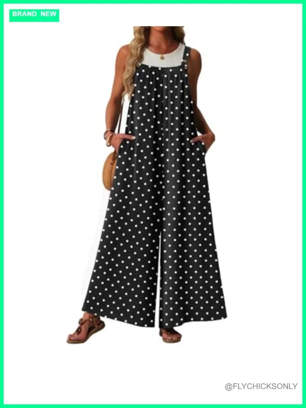Womens Casual Jumpsuit Wide Leg Romper Sleeveless Overalls with Pockets